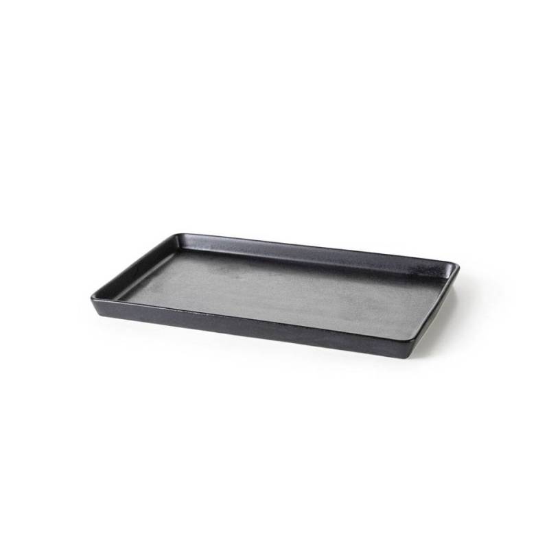 Bandeja rectangular de porcelana fundida negra cm 30,5x19,3x2