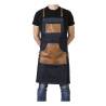 Schürze mit Latz und Tasche Canapiglia in Denim und Leder Paspel cm 70x80