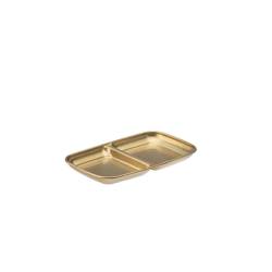 Platillo Artemis 2 compartimentos aperitivos en acero dorado vintage 15,5x9 cm