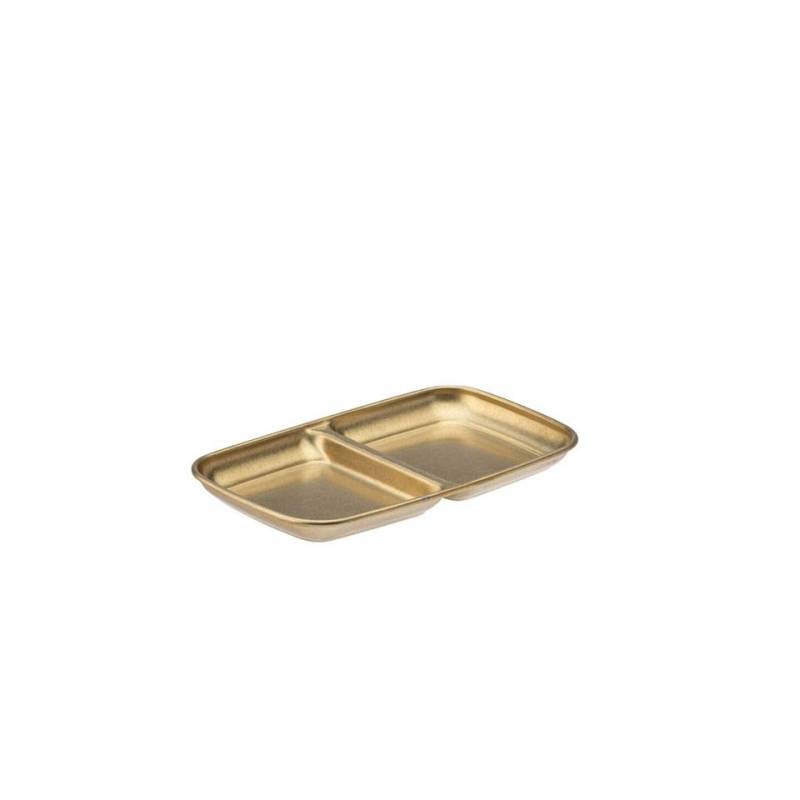 Artemis soucoupe 2 compartiments apéritifs en acier doré vintage 15.5x9 cm