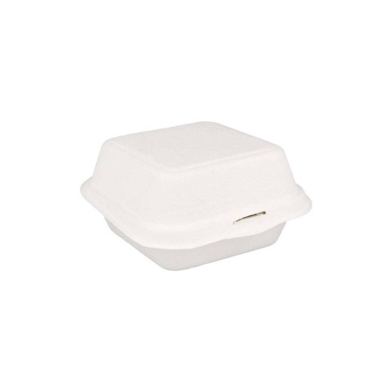 Recipiente para hamburguesas con tapa Bionic bagasse cm 15,2x15x8,4