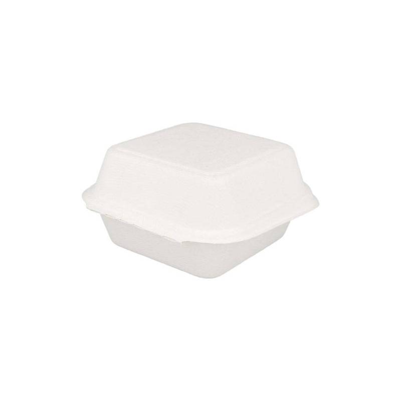 Bac à hamburger avec couvercle Bagasse bionique cm 15,2x15x8,4