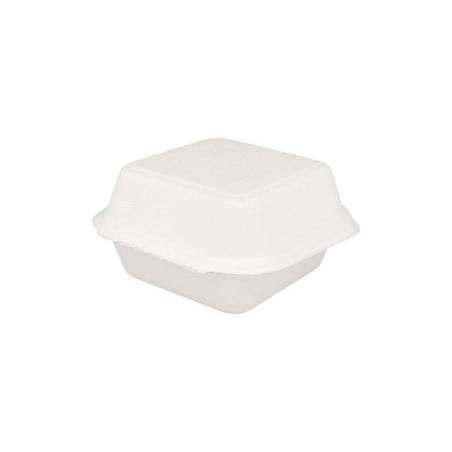 Recipiente para hamburguesas con tapa Bionic bagasse cm 15,2x15x8,4