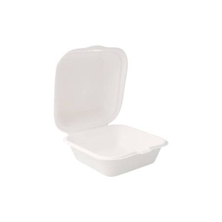 Recipiente para hamburguesas con tapa Bionic bagasse cm 15,2x15x8,4