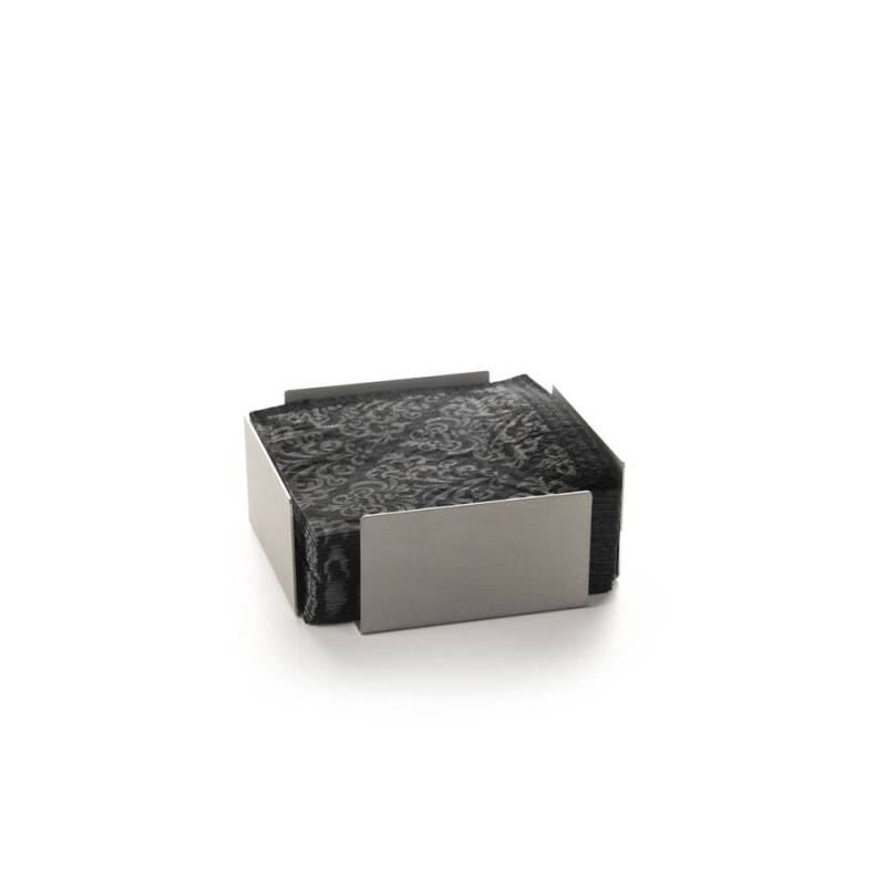 Servilletero cuadrado de acero inoxidable satinado cm 13x13x5