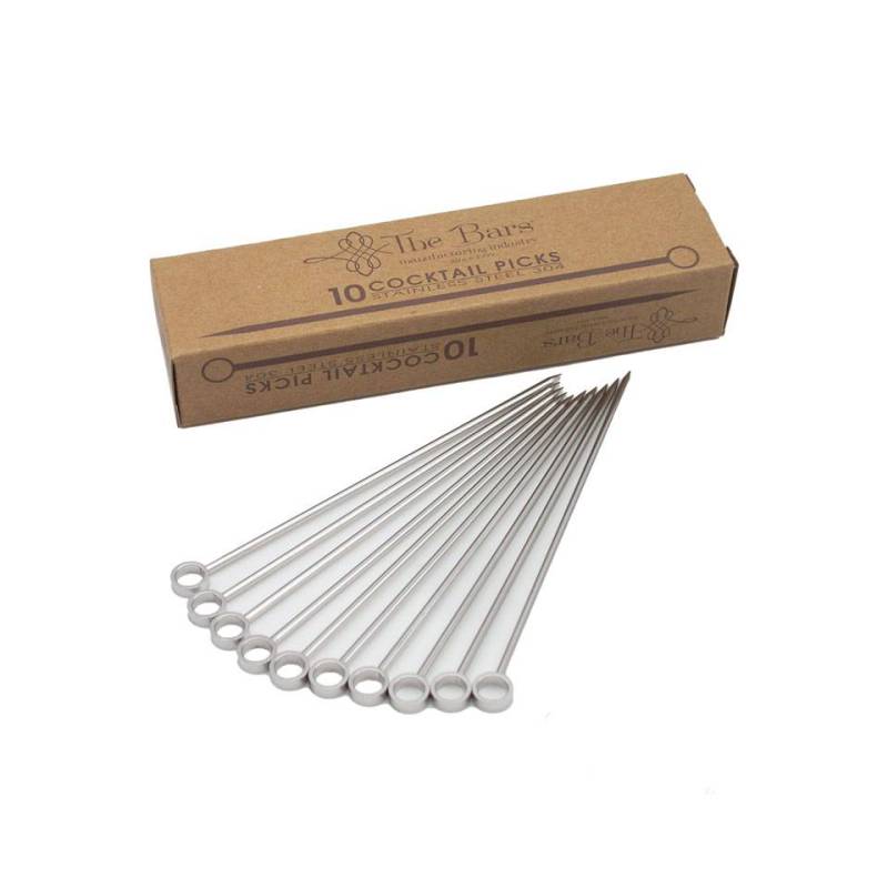 Brochetas de cóctel circulares de acero inoxidable 10,8 cm