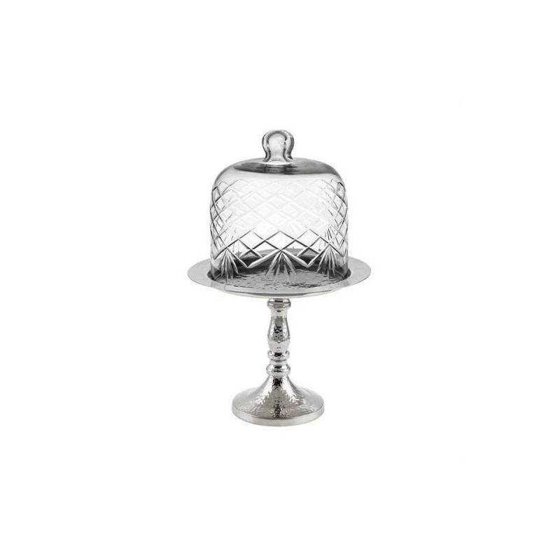 Contrahuella de aluminio con cúpula de cristal de estilo vintage 14x22,8 cm