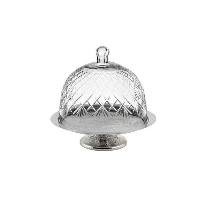 Contrahuella de aluminio con cúpula de cristal de estilo vintage 26x25 cm