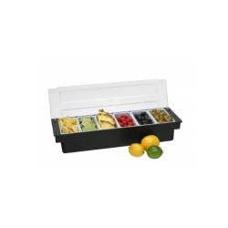 Bandeja para condimentos 6 bandejas de plástico negro cm 50x15,6x9,4