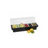 Bandeja para condimentos 6 bandejas de plástico negro cm 50x15,6x9,4