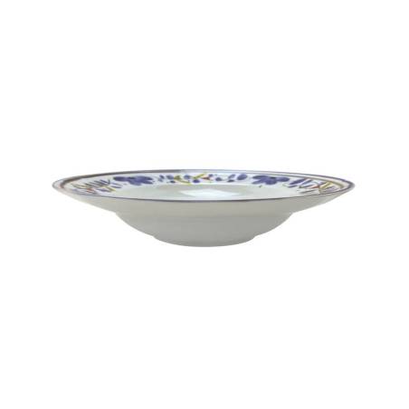 Cuenco para pasta de porcelana blanca Maritime Venezia con flores azules 26,5 cm