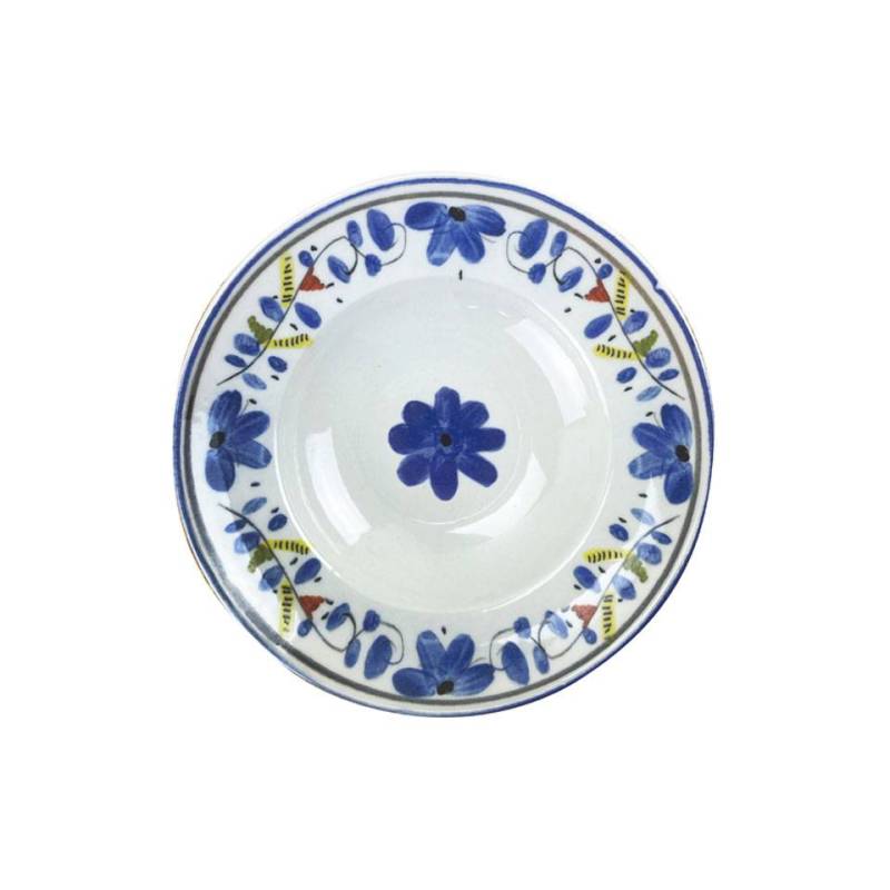 Cuenco para pasta de porcelana blanca Maritime Venezia con flores azules 26,5 cm