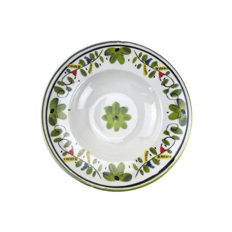 Cuenco para pasta de porcelana blanca Maritime Venezia con flores verdes 26,5 cm
