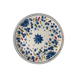 Plato llano Maritime Sorrento de porcelana blanca con flores azules 28 cm