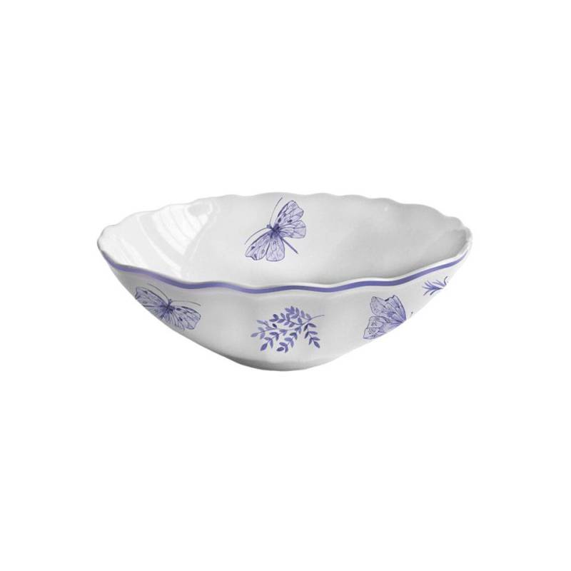 Sonia Saladier bleu en porcelaine blanche et bleue avec décor de papillons cm 22,5