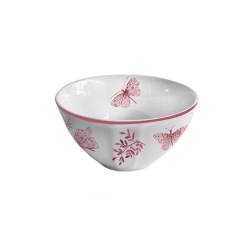 Sonia Pink Bol de porcelana blanca y rosa con decoración de mariposas cm 13