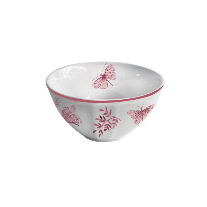 Sonia Pink bol bolo en porcelaine blanche et rose avec décoration papillon cm 13