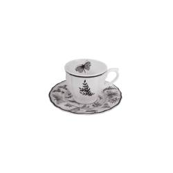 Sonia Black assiette et tasse à café en porcelaine noire et blanche avec décor de papillons cl 10