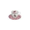 Sonia Pink Tasse et assiette à café en porcelaine blanche et rose avec décoration papillon cl 10