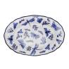 Bandeja ovalada Sonia Blue de porcelana blanca y azul con decoración de mariposas 36x25 cm