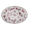 Sonia Plateau ovale en porcelaine blanche et rose avec décoration papillon 36x25 cm