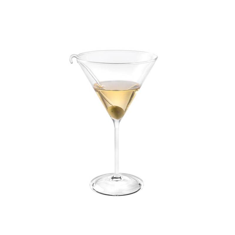 Copa de martini de vidrio soplado con palito de aceituna cl 34