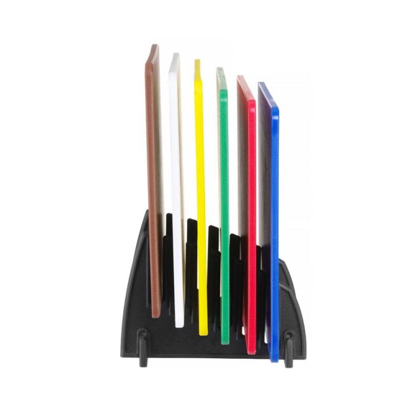 Set 6 planches à découper avec support en polyéthylène couleurs assorties cm 45x30x1