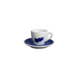 Verona Onda tasse à café et assiette en porcelaine blanche et bleue cl 8