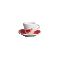 Verona Onda blanco y rojo taza de café de porcelana y plato cl 8