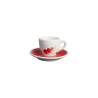 Verona Onda blanco y rojo taza de café de porcelana y plato cl 8