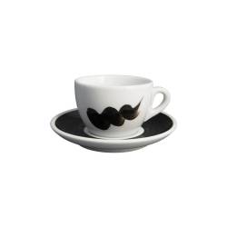 Verona Onda taza y plato capuchino porcelana blanca y negra cl 15