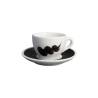 Verona Onda taza y plato capuchino porcelana blanca y negra cl 15