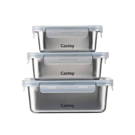 Conteneur rectangulaire Castey en acier inoxydable avec couvercle hermétique lt 1,2