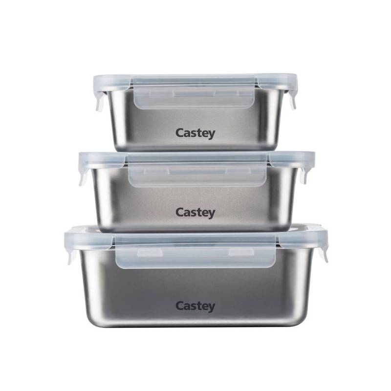 Récipient rectangulaire en acier inoxydable Castey avec couvercle hermétique lt 1.78