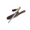 Espada sable champán con empuñadura de madera de olivo y funda de cuero cm 26