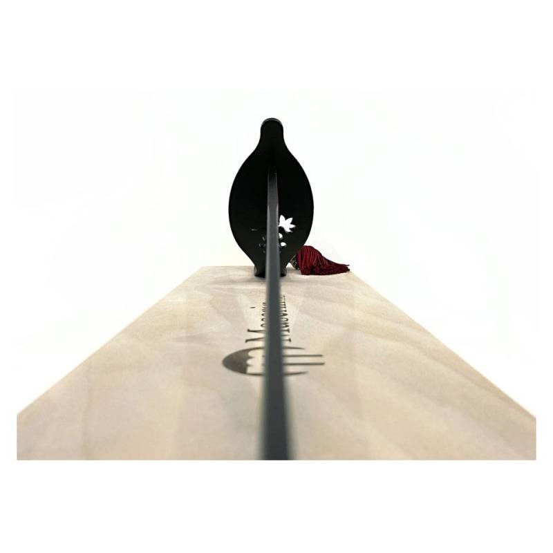 Sabre de sommelier avec manche en chêne et support en boîte noire cm 51