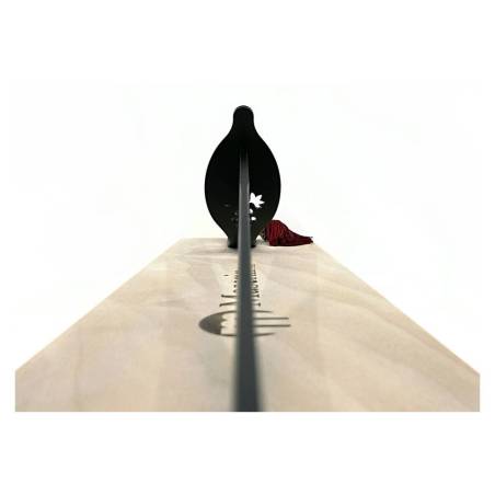 Sabre de sommelier avec manche en chêne et support en boîte noire cm 51