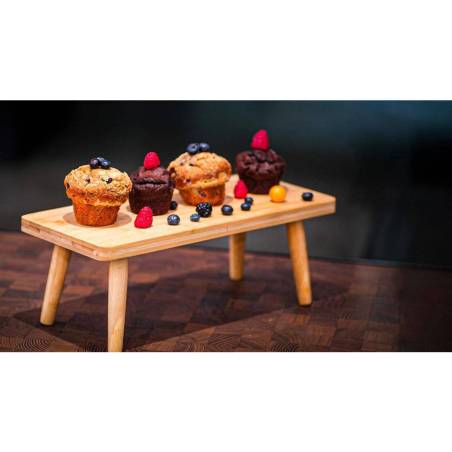 Soporte rectangular para tartas con 4 pies de bambú cm 43x19