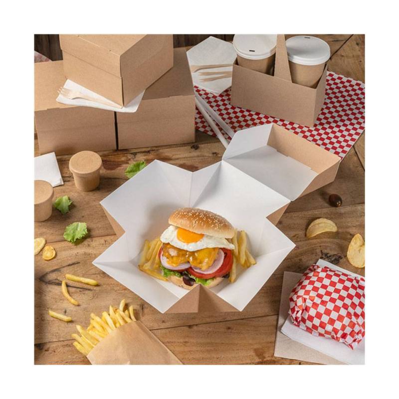 La boîte à hamburgers Pack en carton brun 15,5x15,5x11,5 cm