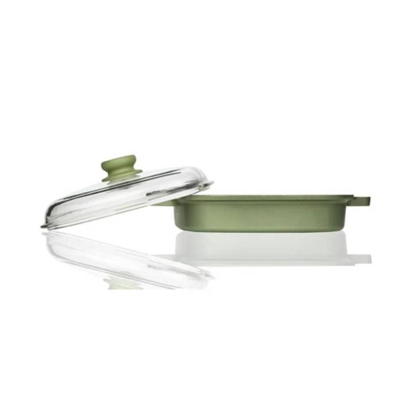 Green Risolì en aluminium antiadhésif avec couvercle pour induction cm 26x26