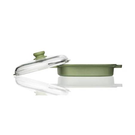Green Risolì en aluminium antiadhésif avec couvercle pour induction cm 26x26