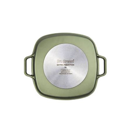 Green Risolì en aluminium antiadhésif avec couvercle pour induction cm 26x26