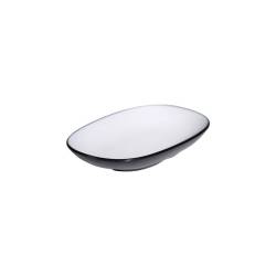 Plateau ovale en mélamine noir et blanc 19,5x12,5x2,8 cm