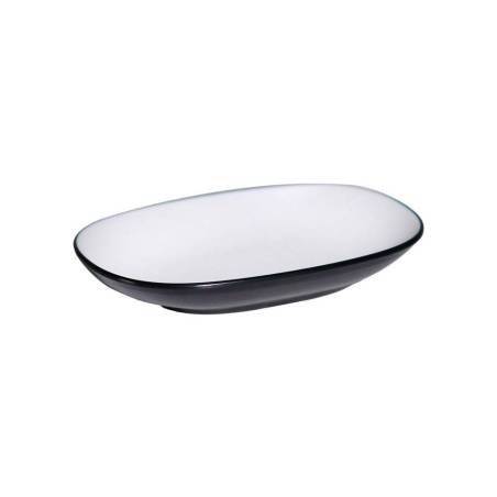 Plateau ovale en mélamine noir et blanc 19,5x12,5x2,8 cm