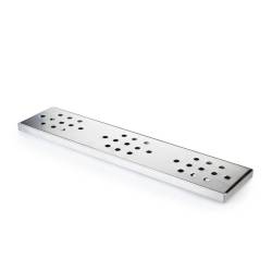 Tapis de bar avec grille en acier inoxydable et grands trous ronds cm 47x10,8x1,6