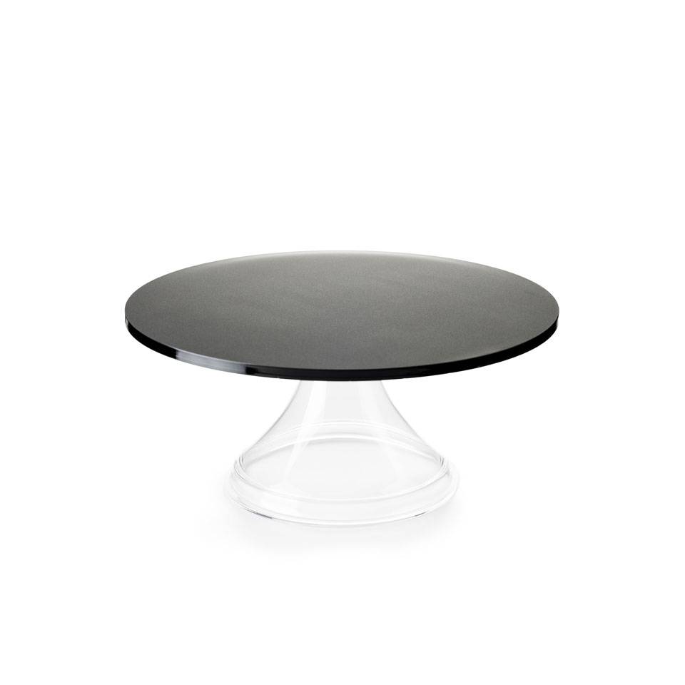 Présentoir à gâteaux en pmma noir satiné et transparent 32,5x14 cm