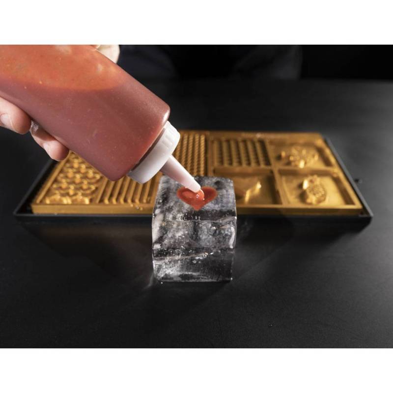 Sello marcador de hielo Yeti 100% Chef en aluminio dorado