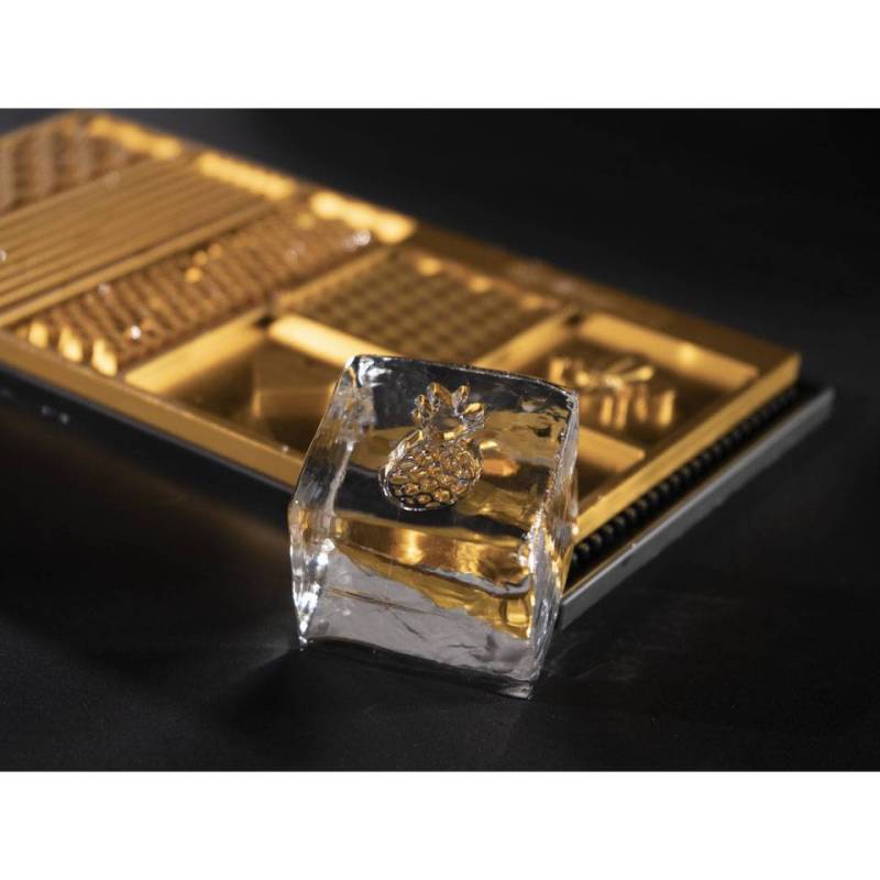 Sello marcador de hielo Yeti 100% Chef en aluminio dorado