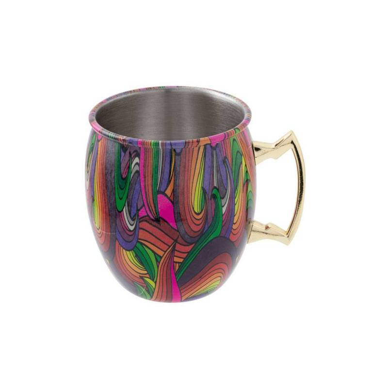 Taza de moscú de acero inoxidable con decoración multicolor cl 55