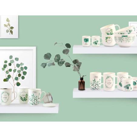 Taza de té de hierbas botánico con filtro en porcelana con decoraciones surtidas cl 35